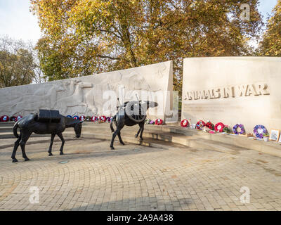 Tiere im Denkmal war, Park Lane, Hyde Park, London. Stockfoto