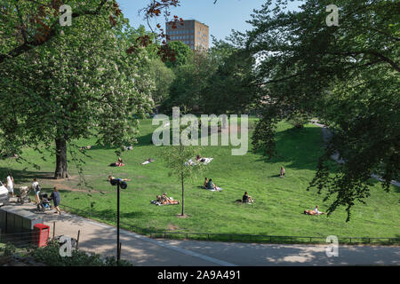 Stockholm Park, Blick auf junge Menschen Sonnen in vasaparken an einem Sommernachmittag, Stadtteil Vasastaden, Stockholm, Schweden. Stockfoto