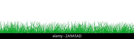 Grüne Gras auf weißem Hintergrund. Sommer Natur Hintergrund. Vektor Gras Grenze Stock Vektor
