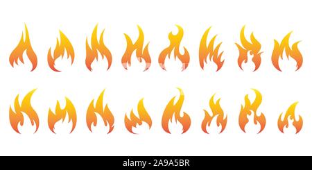 Satz von Flamme Symbole. Vektor Design Elemente. Feuer Symbole isoliert. Stock Vektor