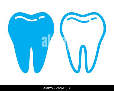 Blaue Zähne Symbol. Vector Illustration. Silhouette der Zähne im flachen Stil. Stock Vektor