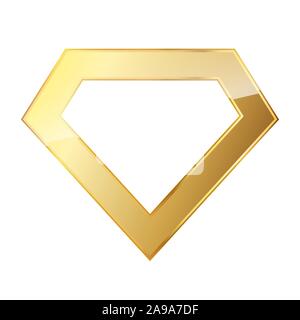 Golden Superhelden Logo auf weißem Hintergrund. Vector Illustration. Glänzend Superhelden logo Stock Vektor