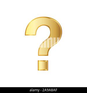 Goldene frage Symbol. Vector Illustration. Goldene frage Symbol auf weißem Hintergrund. Stock Vektor