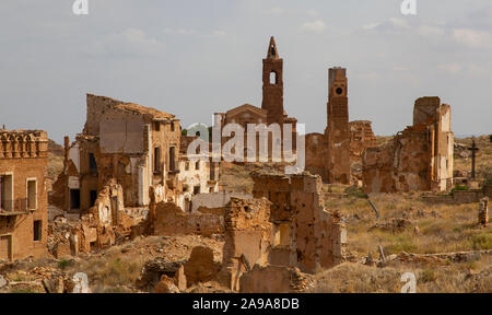 Zerstörte Dorf von Belchite. Während des Bürgerkriegs in Spanien zerstört Stockfoto