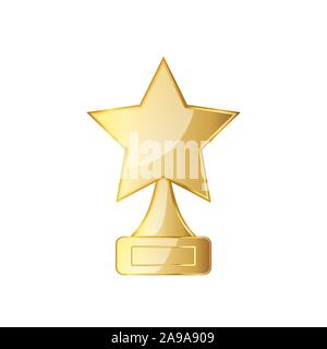 Golden Star Award auf weißem Hintergrund. Goldene Schale mit Stern. Vector Illustration. Stock Vektor
