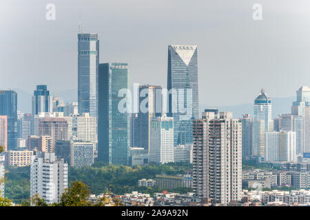 Schöne skylines in Shenzhen in China, Ansicht von lianhuashan Park. Stockfoto