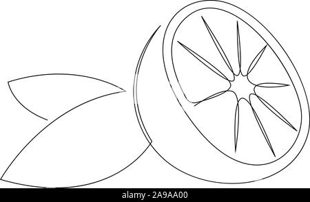 Orange Frucht Abbildung. Eine durchgehende Linie minimal Style. Vektor Stock Vektor
