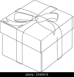Durchgehende Linie zeichnen von Geschenkbox mit Schleife. Vorlage für Ihr Design arbeitet. Vector Illustration. Stock Vektor