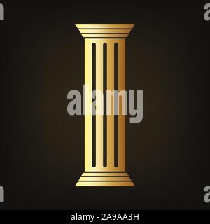 Goldene Säule Symbol. Vector Illustration. Auf dunklem Hintergrund Spalte. Stock Vektor