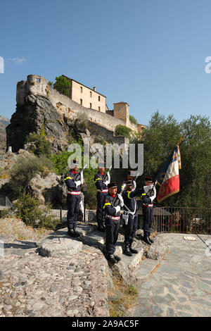 Bastille Day Gedenken - der Nationalfeiertag von Frankreich in Corte Corsica Frankreich 14. Juli 2019 - UIISC 5 bewaffnet Militärische zivile Sicherheitseinheit Stockfoto