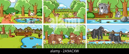 Hintergrund Szenen der Tiere in freier Wildbahn Abbildung Stock Vektor