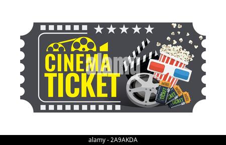 Kino-Ticket-Probe-Template-Design. Trendige Vektor-illustration Stock Vektor