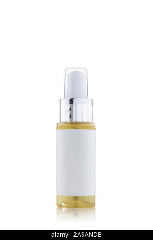 Leere Weiße kosmetische Flasche isoliert auf Weiss. Stockfoto