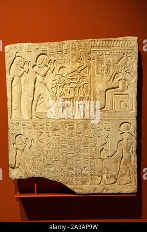 Kalkstein Entlastung vom Grab von Meri-re. Neues Reich 18. Dynastie Amenhotep III 1410-1372 v. Chr. Stockfoto