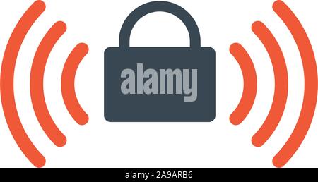 Drahtlose Fernbedienung lockunlock System. Sperren und wlan Symbol für Geräte, Web site oder mobile App. Vektor Illustration auf weißem Hintergrund. Stock Vektor