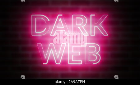 3D-Rendering von Shine text Dunkle Web vor dem Hintergrund von Backstein, Computer generiert Stockfoto