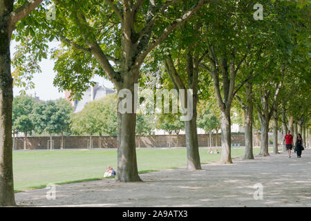 Rennes, Ile-et-Vilaine / Frankreich - 26. August 2019: Leute für einen gemütlichen Spaziergang im Park Stockfoto