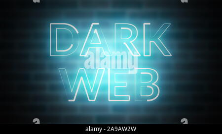 3D-Rendering von Shine text Dunkle Web vor dem Hintergrund von Backstein, Computer generiert Stockfoto