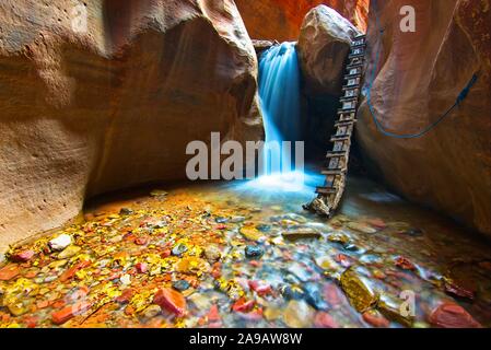 Obere Kanarra Creek Falls in Zion Stockfoto