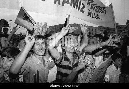 PRO-DEMOKRATIE DEMONSTRATION, TIRANA, ALBANIEN, 14. SEP' 91, Stockfoto