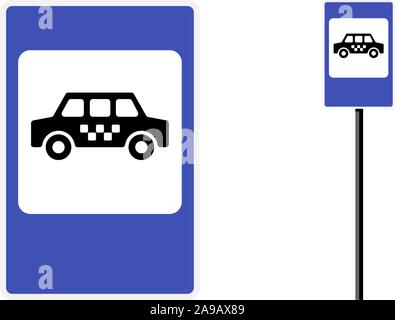 Taxi STOP-Schild. Cab Parken nur. Öffentlicher Verkehr Ort station Vektor Symbol auf weißem Hintergrund Stock Vektor