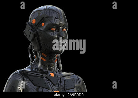 Roboter Frau, sci-fi Android weiblichen künstliche Intelligenz 3d-render Hintergrund Stockfoto