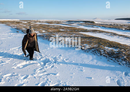 Schneebedingungen Bodmin Moor Cornwall UK Stockfoto