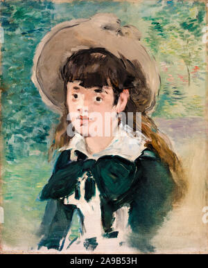 Edouard Manet, junges Mädchen auf einer Bank, (Fillette sur un Banc), Portrait Malerei, 1880 Stockfoto