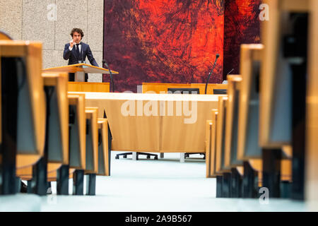 Den Haag, Niederlande. 14 Nov, 2019. DEN HAAG, 14-11-2019, Debatte über stikstofcrisis in den Niederlanden. Groenlinks Mitglied des Parlaments Jesse Klaver Credit: Pro Schüsse/Alamy leben Nachrichten Stockfoto