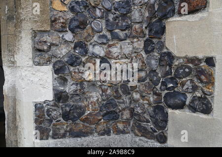 Knapped Feuerstein walling Stockfoto