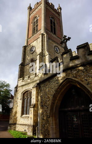 St. Michaels Kirche, Bishops Stortford Town Center High Street, Hertfordshire, England, UK, GB Stockfoto