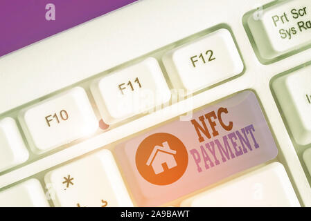 Schreiben Hinweis Übersicht NFC-Zahlung. Business Konzept für das kontaktlose Bezahlen, dass Nearfield Communication Technologie verwenden Stockfoto
