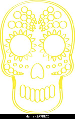 Umrisse eines mexikanischen Schädel-Vector Illustration Stock Vektor