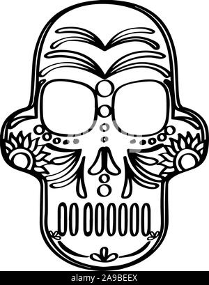 Umrisse eines mexikanischen Schädel-Vector Illustration Stock Vektor