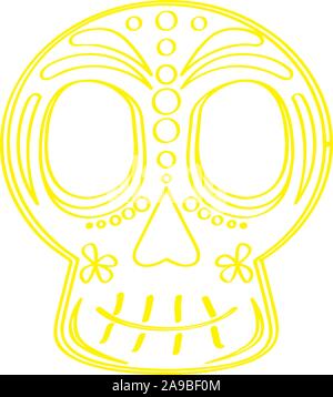 Umrisse eines mexikanischen Schädel-Vector Illustration Stock Vektor