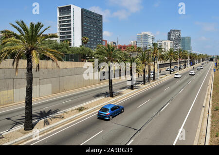 Ronda Litoral, Autobahn, in der Nähe der Strand Nova Mar Bella, Barcelona, Katalonien, Spanien Stockfoto