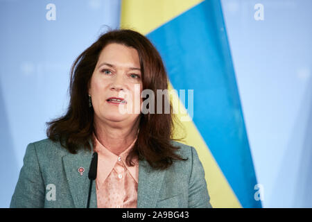 17.10.2019, Berlin, Berlin, Deutschland - Ann Linde, Außenminister von Schweden, auf einer Pressekonferenz im Außenministerium. 00 R 191017 D 011 CAROEX.JPG [M Stockfoto