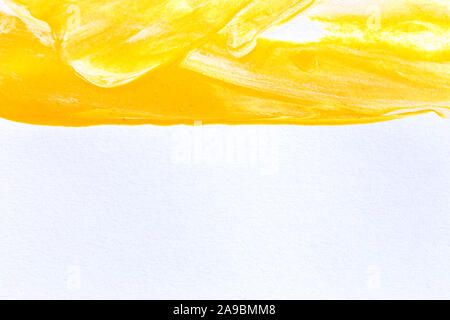 Pinsel streichen Textur Hintergrund gelb Aquarell Fleck Fleck mit Kopie Platz für Text. Stockfoto