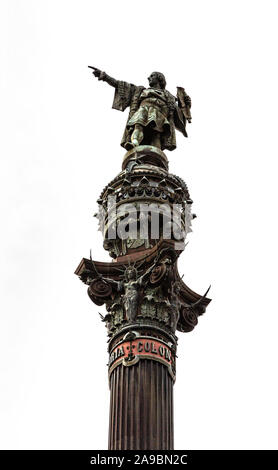 Christopher Kolumbus Monument in Barcelona. Die Kolumbus Statue ist eines der bekanntesten Symbole der Stadt Barcelona, Spanien Stockfoto