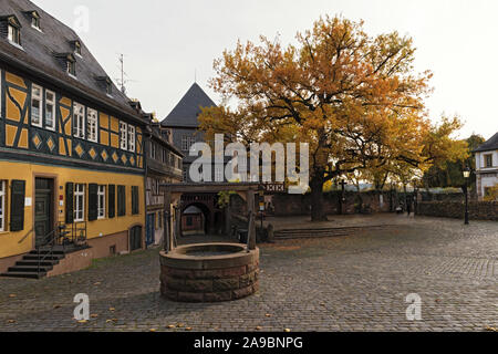 Historischen Schlossplatz in Frankfurt Hoechst im Herbst Deutschland Stockfoto