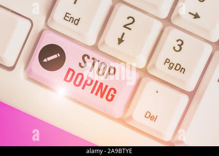 Handschrift Text schreiben Stop Doping. Konzeptionelle Foto verwenden Sie keine Verwendung verboten athletische perforanalysisce Drogen Stockfoto