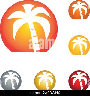 Insel, Sonne, Palmen, tropischen Insel, logo Stock Vektor