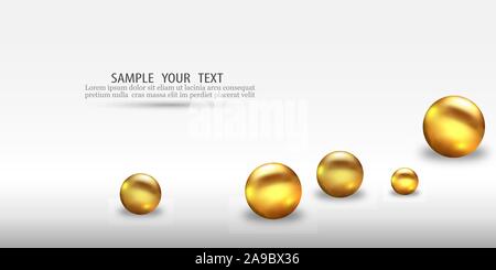 3D Gold geometrische Kugeln Abstract vector geometrischen Hintergrund Stock Vektor