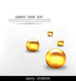 3D Gold geometrische Kugeln Abstract vector geometrischen Hintergrund Stock Vektor
