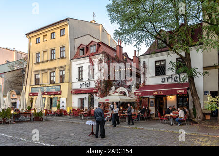 Die Ariel Restaurant in der Gegend von Kazimierz Krakau, Polen, am Nachmittag Stockfoto