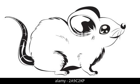 Cute cartoon weiße Maus oder Ratte design Illustration. Stock Vektor