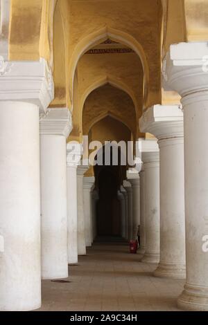 Thirumalai Nayak Palast ist ein Palast aus dem 17. Jahrhundert errichtet, im Jahre 1636 AD von König Tirumala Nayaka, ein König von Madurai Madurai Nayaka Dynastie, die regiert. Stockfoto