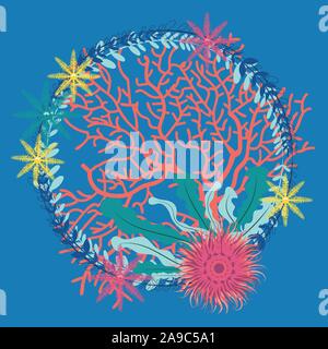 Algen und Coral Reef, marine themed abstrakt Design Illustration. Stock Vektor