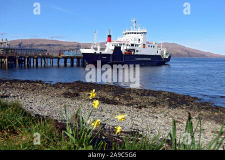 MV Coruisk, calmac Fähre, in Craignure Fähren Terminal auf der Isle of Mull. Coruisk läuft als zusätzlichen Service im Sommer. Stockfoto