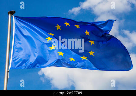 Die Flagge der Europäischen Union. Stockfoto